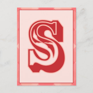 Pink Plaid Letter "S" Typography Banner Card