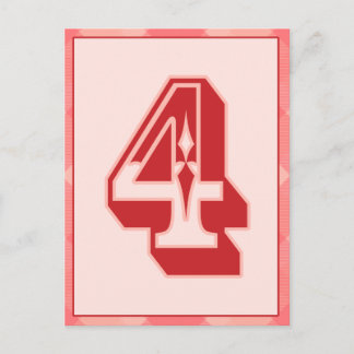 Pink Plaid Number "4" Typography Banner Card