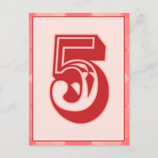 Pink Plaid Number "5" Typography Banner Card