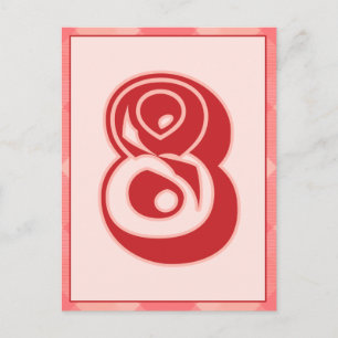 Pink Plaid Number "8" Typography Banner Card