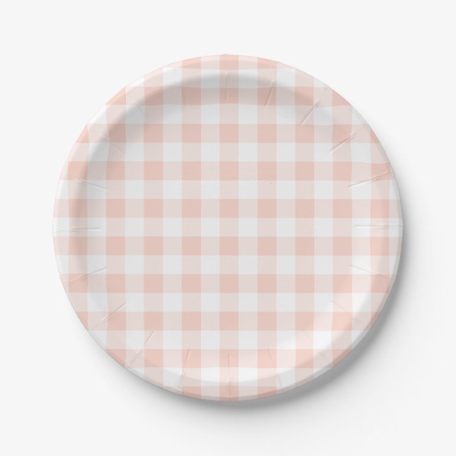 Pink Plaid Paper Plate (Front)