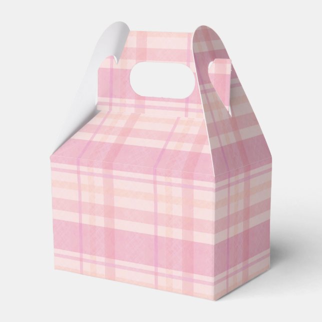 Pink Plaid Party Favour Box – Stylish Gift Box for (Front Side)