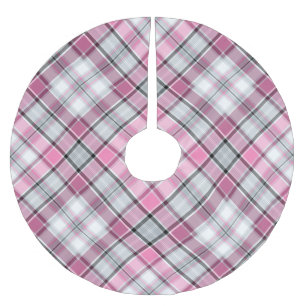 Pink Plaid Pattern Chic Brushed Polyester Tree Skirt