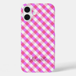 Pink Plaid Pattern custom name phone cases
