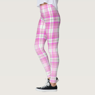 Pink Plaid Pattern Leggings