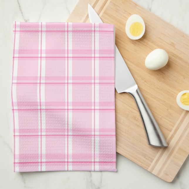 Pink Plaid Pattern Tea Towel (Quarter Fold)