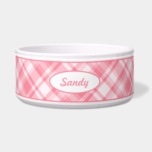 Pink Plaid Pattern With Custom Pet Name