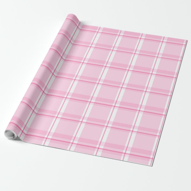 Pink Plaid Pattern Wrapping Paper (Unrolled)