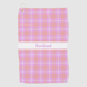 Pink Plaid Personalised Golf Towel HAMbWG