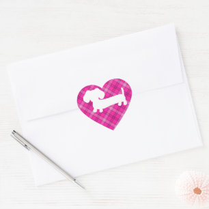 Pink Plaid Pink Dachshund Envelope Labels