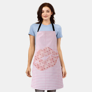 Pink Plaid Pink Lips Apron