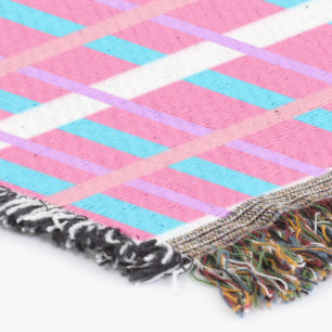 Pink Plaid Pop Throw Blanket