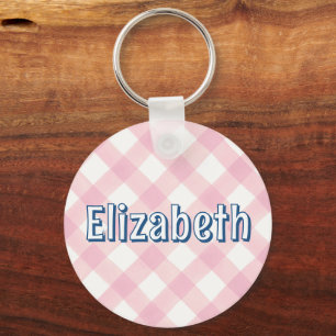 Pink Plaid Preppy Girl Personalised School Bag Tag Key Ring