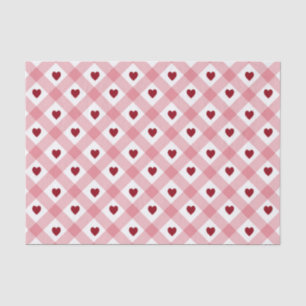 Pink Plaid Red Hearts  Tissue Paper
