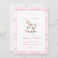 Pink Plaid Rocking Horse Baby Shower