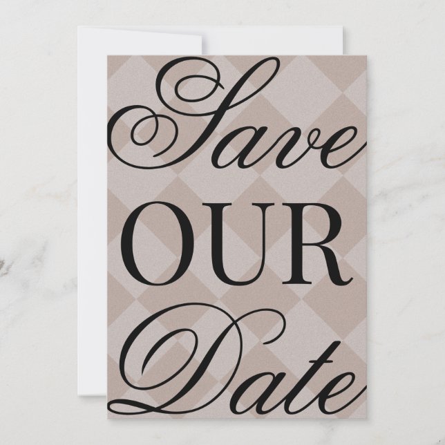 Pink Plaid Save The Date Invitation (Front)