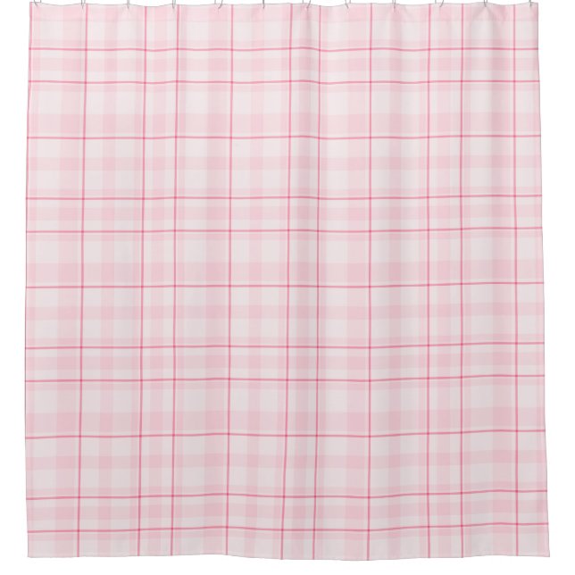 Pink Plaid Shower Curtain (Front)