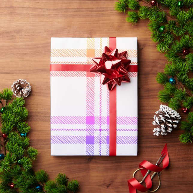Pink Plaid Simple Modern Christmas Wrapping Paper (Holiday Gift)