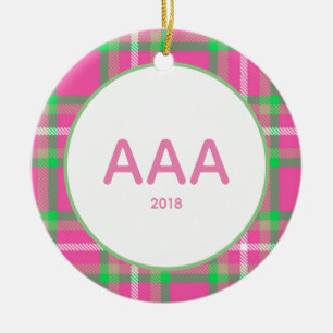 Pink Plaid Sorority Ceramic Ornament