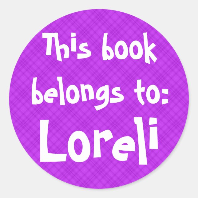 Pink Plaid "This Book Belongs To" Label (Front)