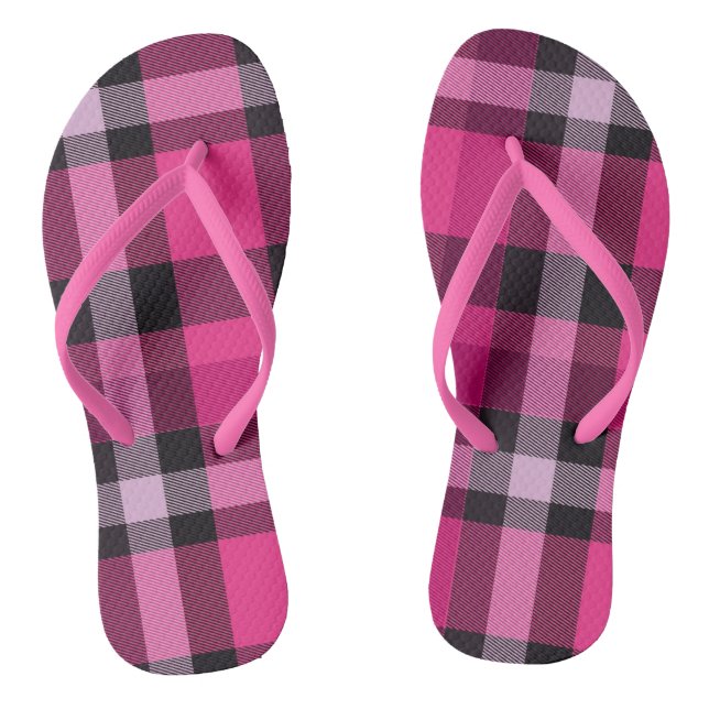 Pink Plaid Thongs (Footbed)