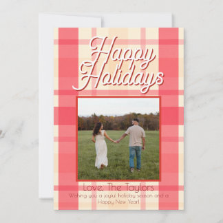 Pink Plaid Vintage Holiday Card