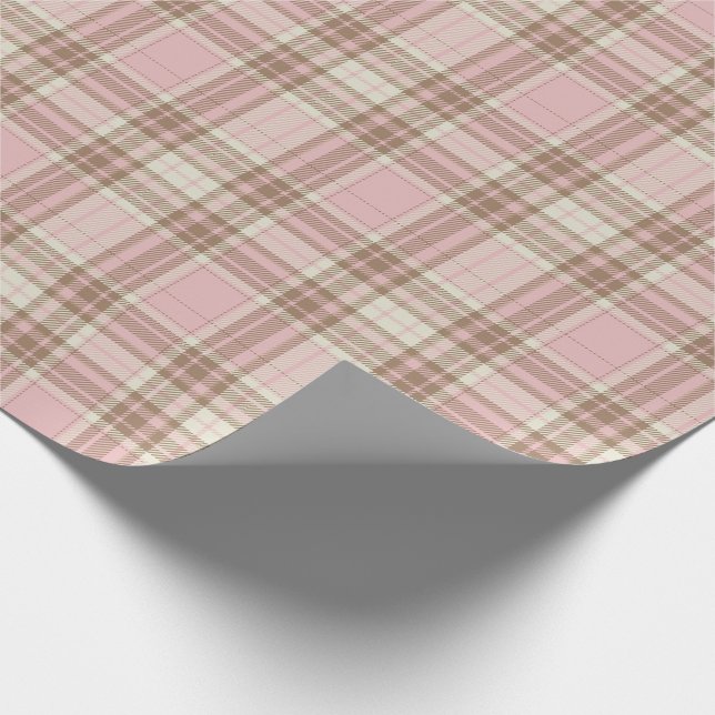 Pink Plaid Watercolor Cute Wrapping Paper (Corner)