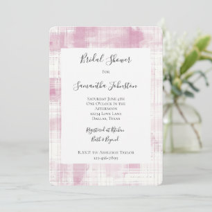 Pink Plaid White Stripes Bridal Shower Invitation