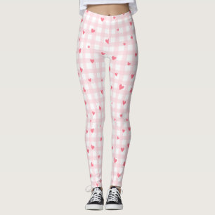 PInk Plaid with Hearts Leggings