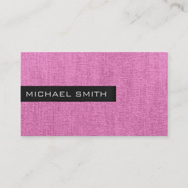 Pink Plain Elegant Monogram Business Card (Front)
