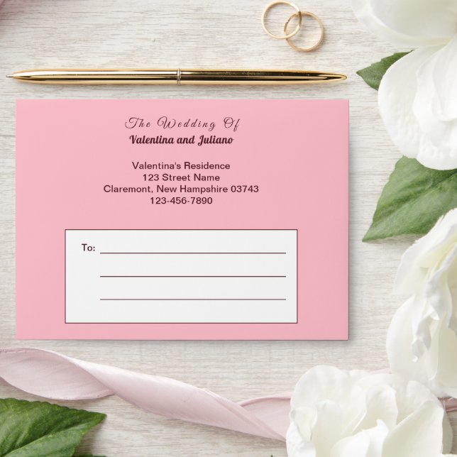 Pink Plain Text Wedding Envelope (Wedding)