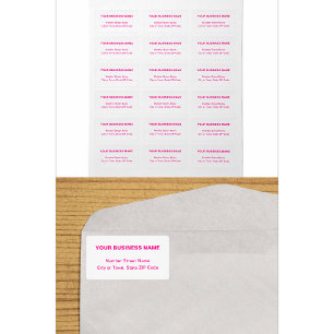 Pink Plain Texts on White Business Address Label