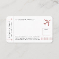 Pink Plane Ticket Boarding Pass Place Escort Card