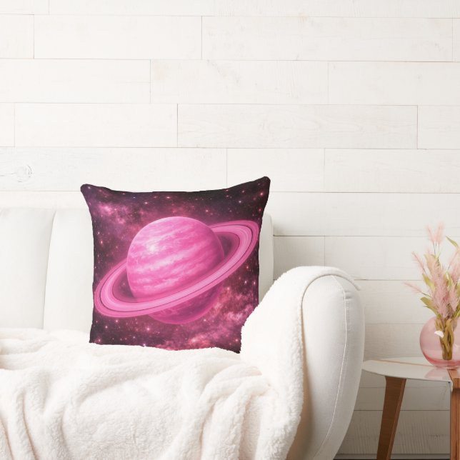 Pink Planet with Pink Rings Cushion (Couch)