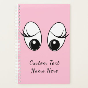 Pink Planner Funny Curious Eyes with Custom Text