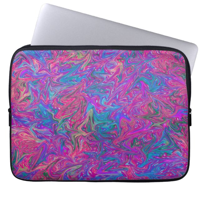 Pink Plastic Grid Abstract Neoprene Laptop Sleeve (Front)