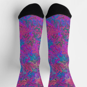 Pink Plastic Grid Colourful Swirls Abstract Art Socks