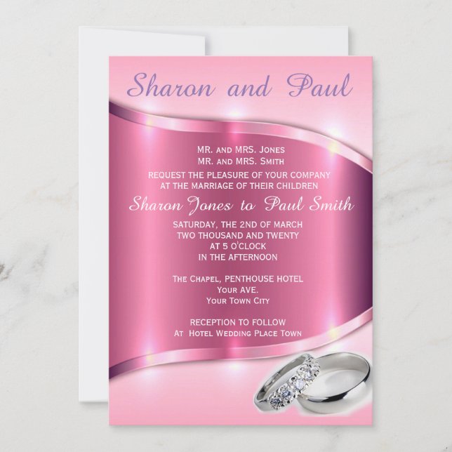 PINK PLATINUM WEDDING BAND INVITATION (Front)