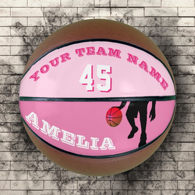 Pink Player Team Name Number Girl Basketball (Creator Uploaded)