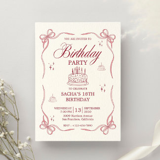 Pink Playful 18th Birthday Invitation