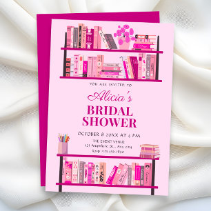 Pink playful books bridal shower invitation