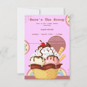 Pink Playful Ice Cream  baby shower invatation RSVP Card