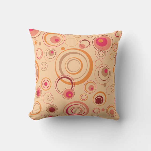 Pink Playful Retro Circles Cushion (Front)
