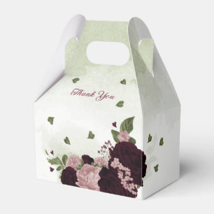 pink plum burgundy flowers greenery wedding favour box