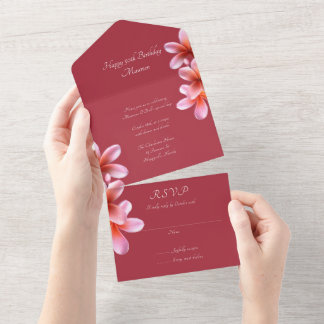 Pink Plumeria Birthday Party All In One Invitation