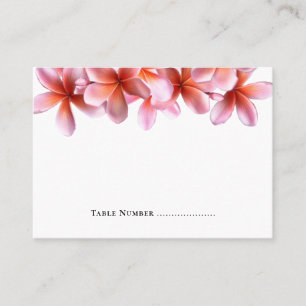 Pink Plumeria Blank White Escort Table Number Place Card