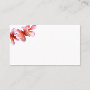 Pink Plumeria Blank White Place Cards