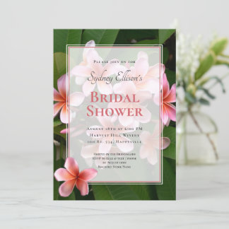 Pink Plumeria Bridal Shower Invitation