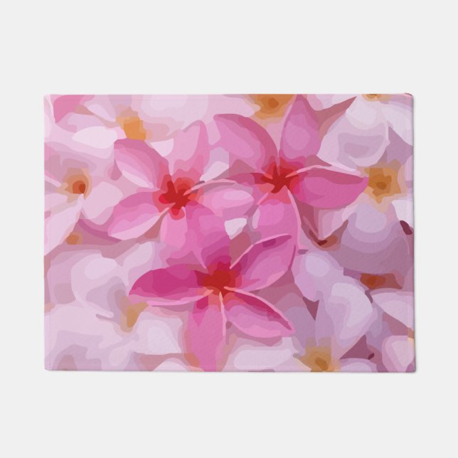 Pink Plumeria Flower Pattern Doormat (Front)
