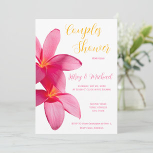 Pink Plumeria Flowers, Tropical, Floral, Couples Invitation